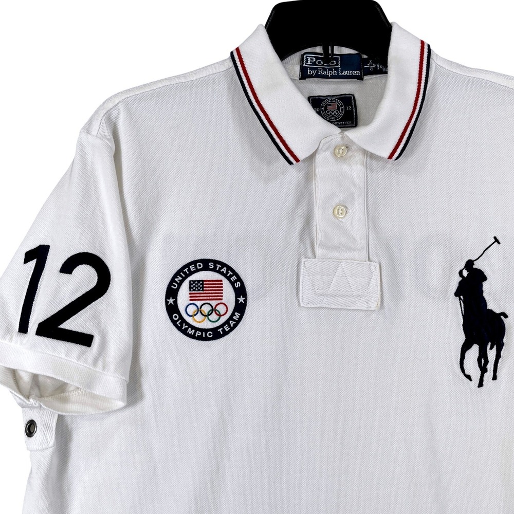 Polo Ralph Lauren Team USA London 2012 Olympic Polo Mens L White Big Pony